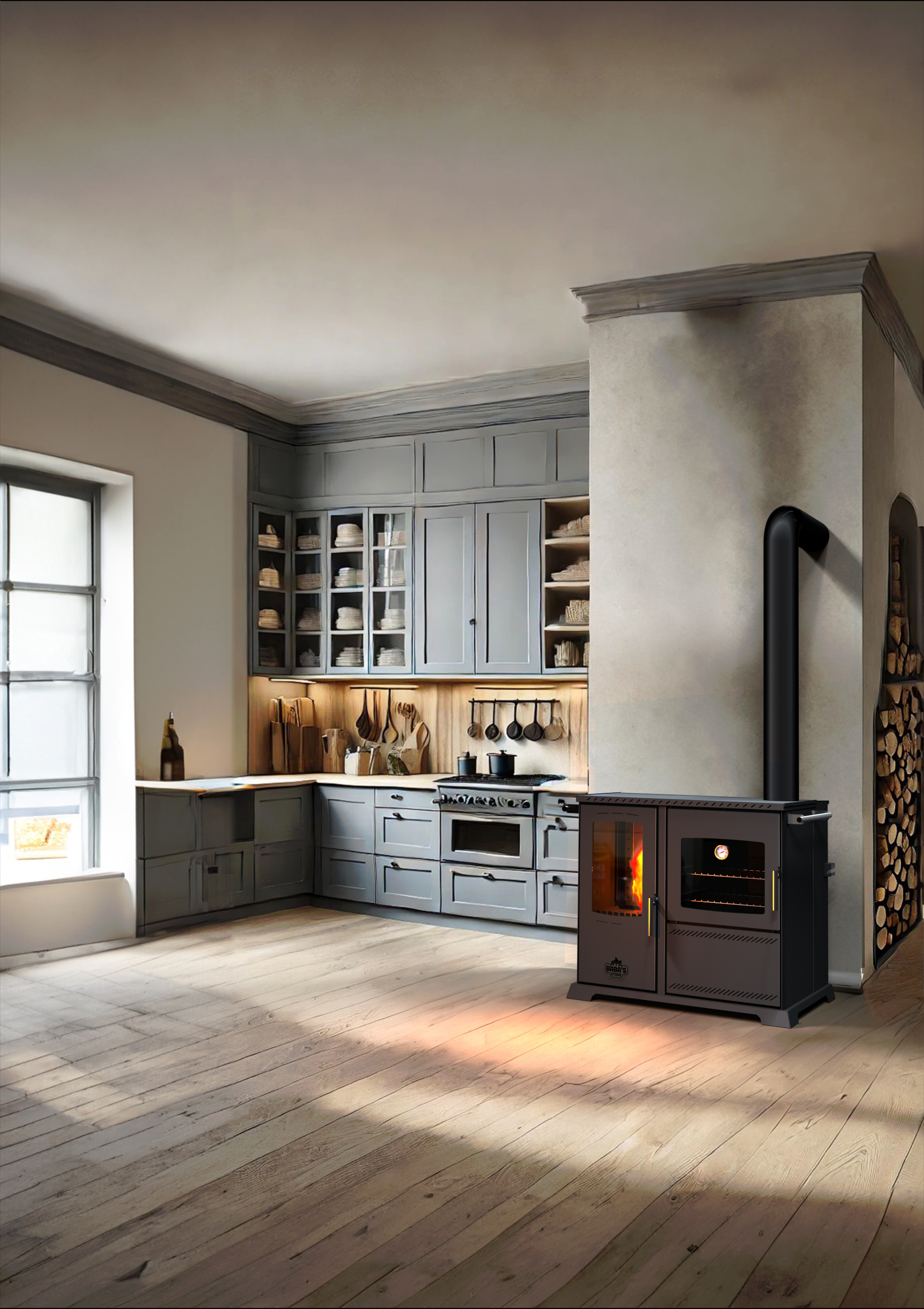 SAPHIRE 10 KW KUZİNE/ MANUEL PELET VE ODUN SOBASI