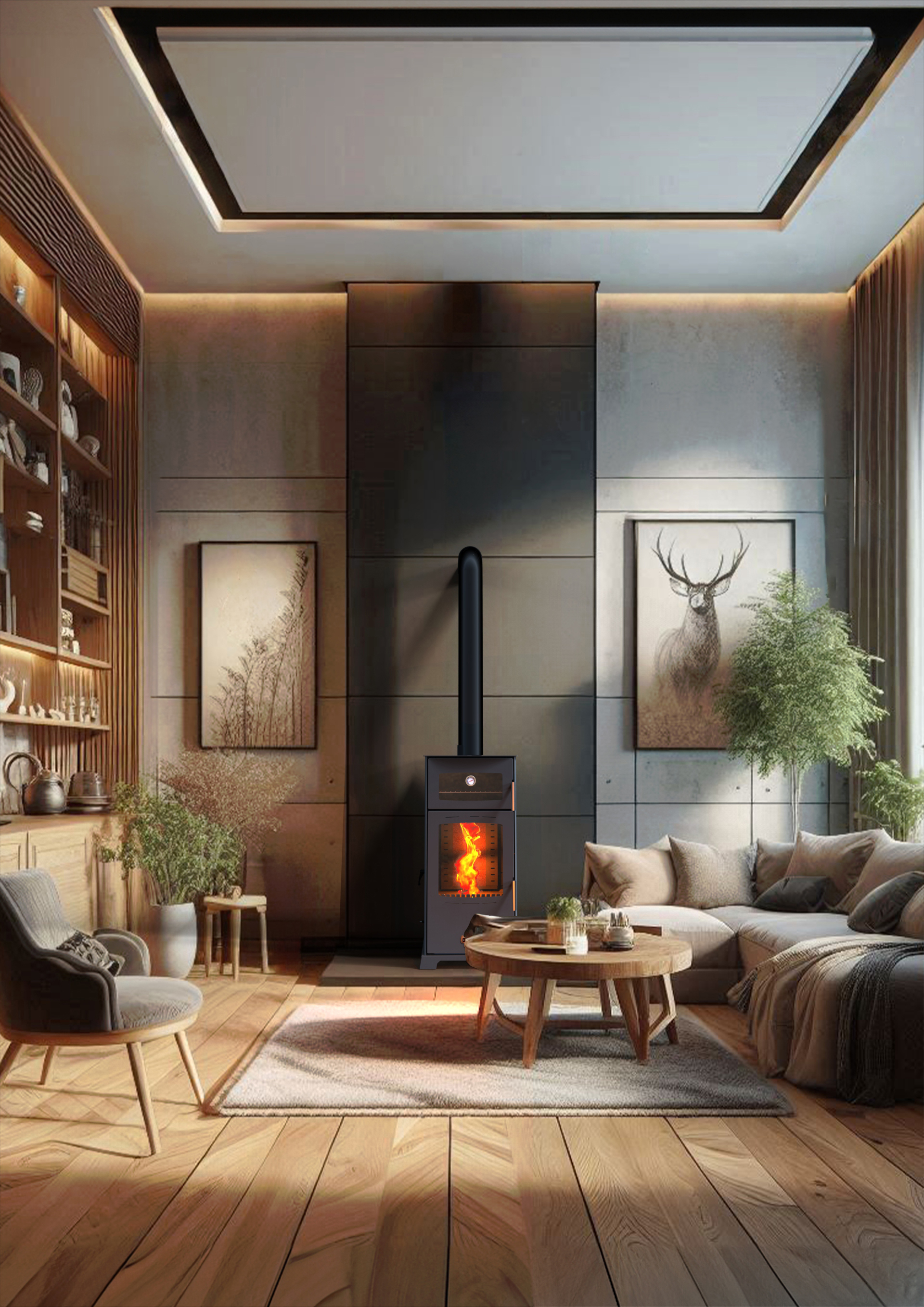 GOLD 12 KW KUZİNE / MANUEL PELET VE ODUN SOBASI 